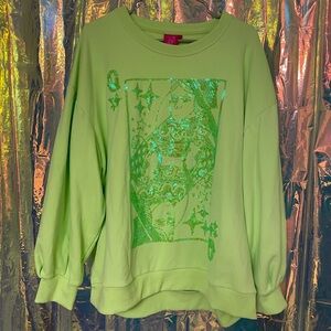 QOS Lime Green Queen Card Sweatshirt